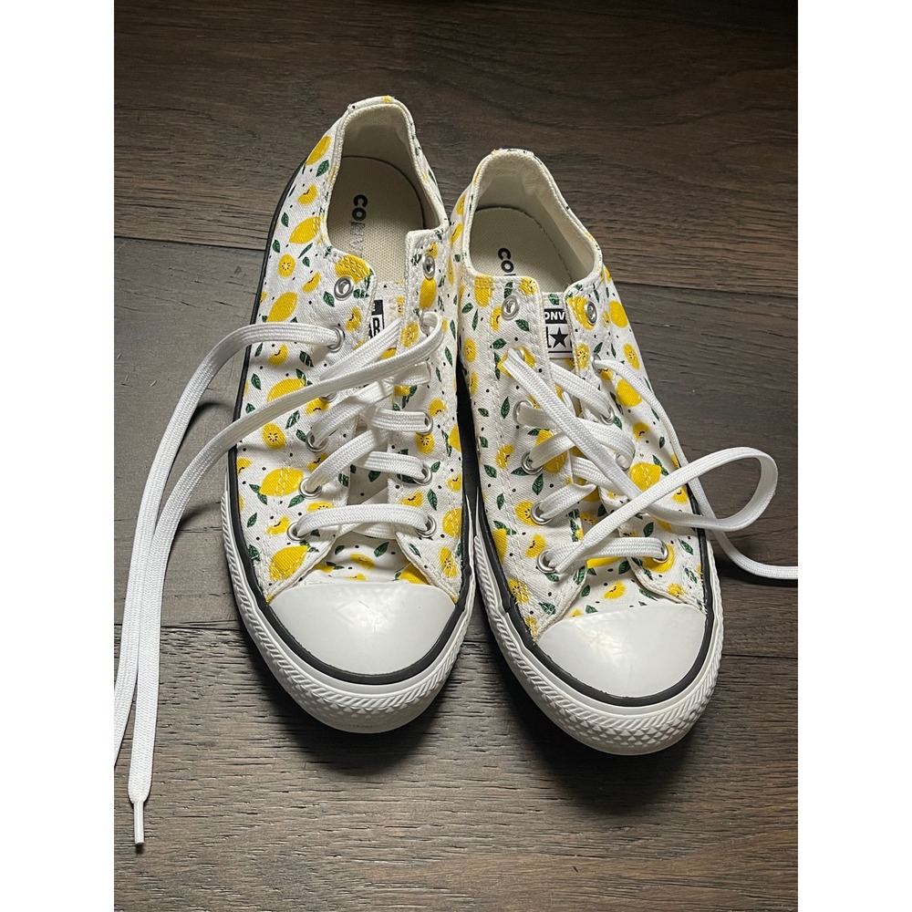 Converse Chuck Taylor All Star Low Top Lemon Print White Yellow Sneakers Womens